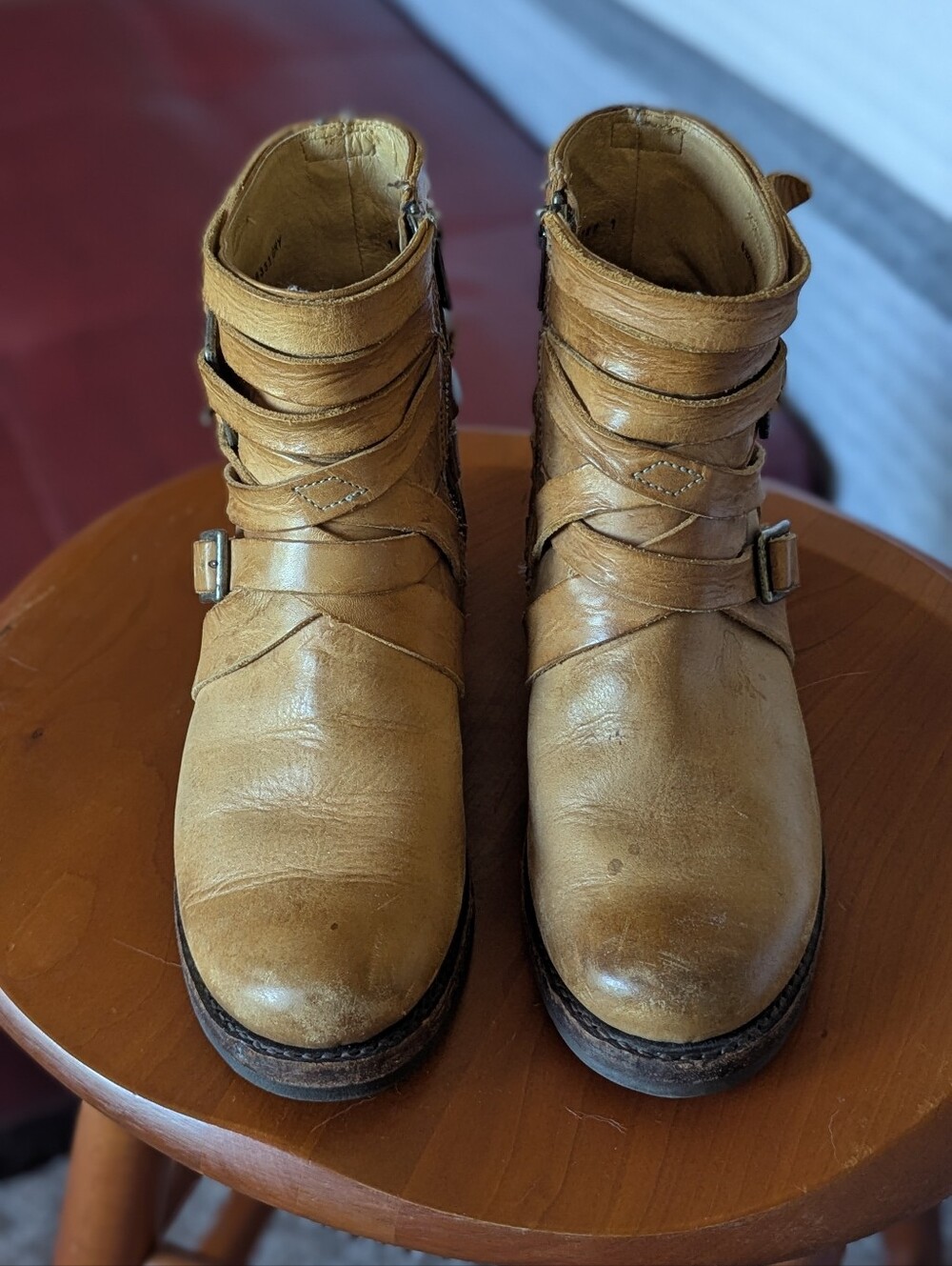Frye Veronica Leather Strappy Short Boots - Picture 7 of 8